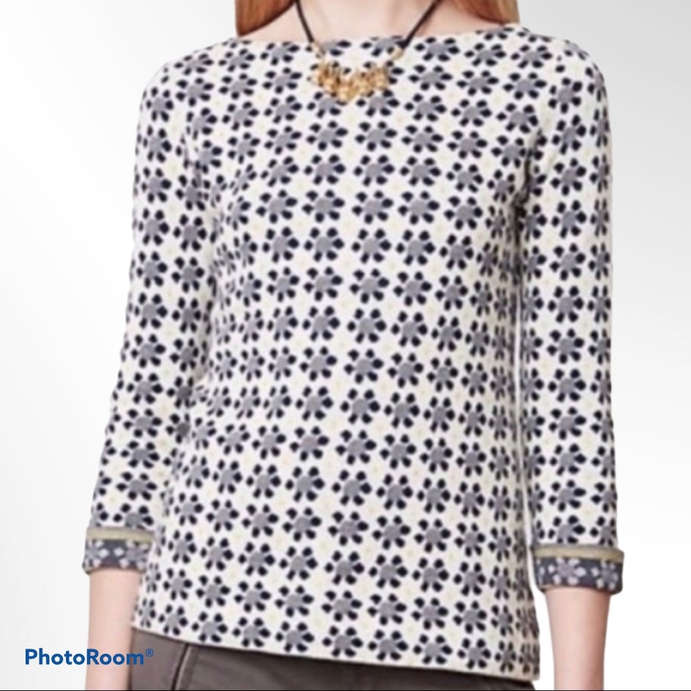 Anthropologie XL daisy gel knit top sweater